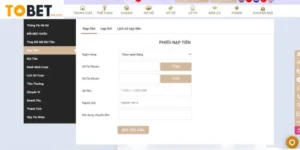 Hướng dẫn cách nạp rút tiền Tobet88 qua các hình thức